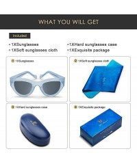 Rectangular Polarized Sunglasses Protection Oversized - Cateye Blue - CT18EWY3EHD $21.66