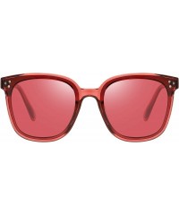 Oversized Polarized Retro Oversized Square Sunglasses for Women B2474 - Red - CZ18O6H0LRS $9.96