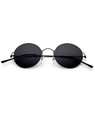 Rimless 100% Real Titanium No Screw Rimless Round Sunglasses For Men Women Ultralight - Black - CT1857GN7IE $35.95