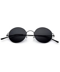 Rimless 100% Real Titanium No Screw Rimless Round Sunglasses For Men Women Ultralight - Black - CT1857GN7IE $35.95