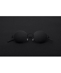 Rimless 100% Real Titanium No Screw Rimless Round Sunglasses For Men Women Ultralight - Black - CT1857GN7IE $35.95