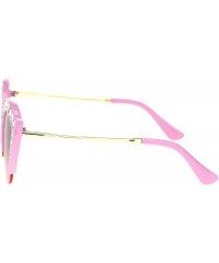 Cat Eye Womens Large Rhinestone Sparkling Half Rim Cat Eye Plastic Sunglasses - All Pink - C418STGLERH $12.64