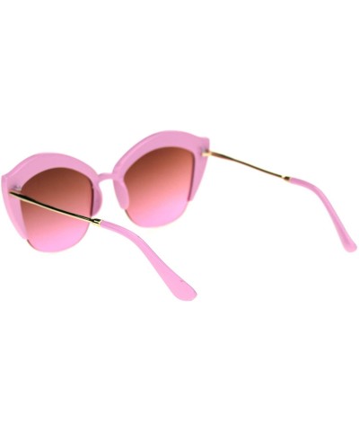 Cat Eye Womens Large Rhinestone Sparkling Half Rim Cat Eye Plastic Sunglasses - All Pink - C418STGLERH $12.64