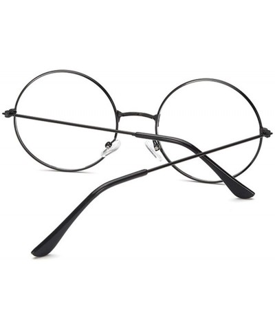 Round Unisex Fashion Classic Gold Metal Frame Glasses Women Classical Vintage Style Optical Round Reading - Black - CG197Y66N...