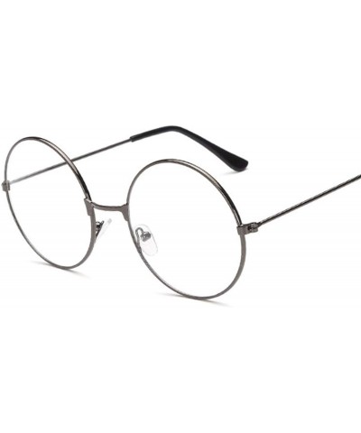 Round Unisex Fashion Classic Gold Metal Frame Glasses Women Classical Vintage Style Optical Round Reading - Black - CG197Y66N...