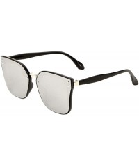 Cat Eye Flat Stud Lens Metal Bridge Cat Eye Sunglasses - Silver - CT197A3YDR0 $16.68