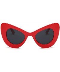 Oversized Womens Cat Eye Retro Eyewear Oversized Bold Rim Round Cateye Sunglasses - Red All Gray - C218E86WI04 $18.71