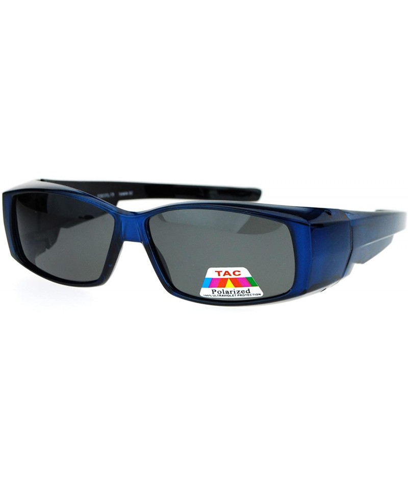 Unisex Polarized Rectangular 55mm Over the Glasses Fit Over Sunglasses -  Blue - C712N1ZGT8L
