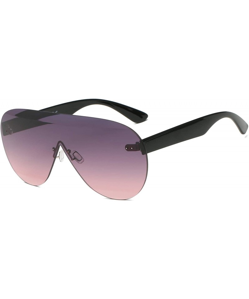 Rimless Women Rimless Aviator Fashion Sunglasses - Purple - CY18WQ6ZR8Y $17.12