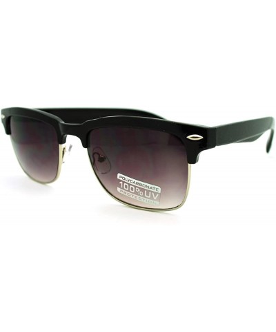 Rectangular Classic Square Sunglasses Rectangular Half Horn Rim Shades - Black - CN11GEM4P4R $11.27