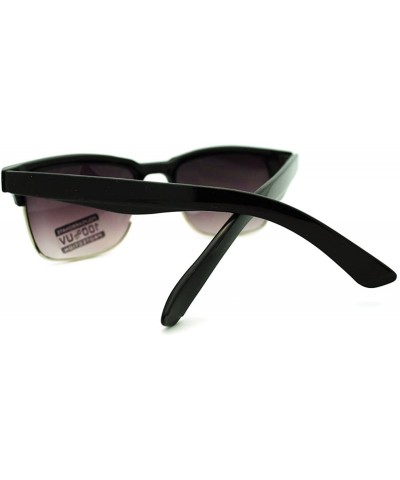 Rectangular Classic Square Sunglasses Rectangular Half Horn Rim Shades - Black - CN11GEM4P4R $11.27