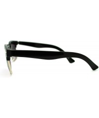 Rectangular Classic Square Sunglasses Rectangular Half Horn Rim Shades - Black - CN11GEM4P4R $11.27