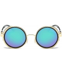 Round Small Round Polarized Sunglasses Mirrored Lens Unisex Glasses 2019 - Gold Frame/Green Mirrored Lens - CR18RDR8OIX $10.25