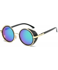 Round Small Round Polarized Sunglasses Mirrored Lens Unisex Glasses 2019 - Gold Frame/Green Mirrored Lens - CR18RDR8OIX $10.25