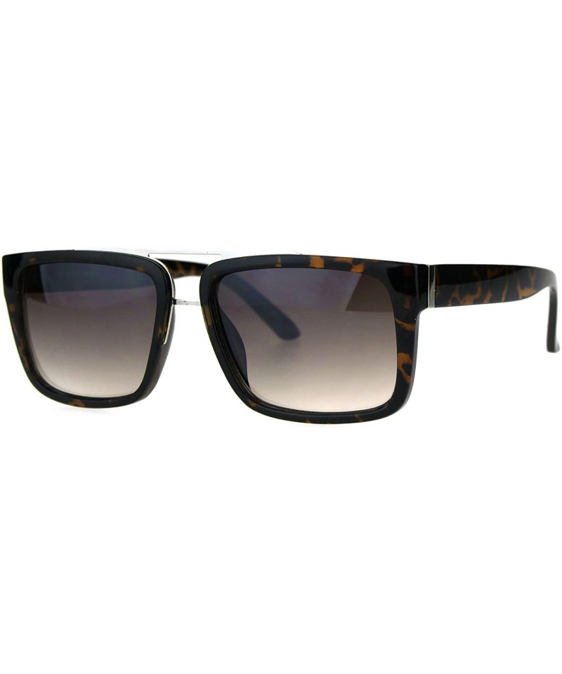 Rectangular Mens Rectangular Mob Designer Plastic Frame Sunglasses - Silver Tortoise Brown - CQ182H5R6RQ $10.64