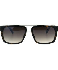 Rectangular Mens Rectangular Mob Designer Plastic Frame Sunglasses - Silver Tortoise Brown - CQ182H5R6RQ $10.64