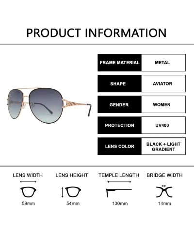 Aviator Classic Aviator Design Inspired Fashion Sunglasses for Women - Black + Light Gradient - CB18I62AX3H $15.91