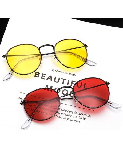 Women Men Retro Round Sunglasses Red Yellow Sun Glasses Alloy