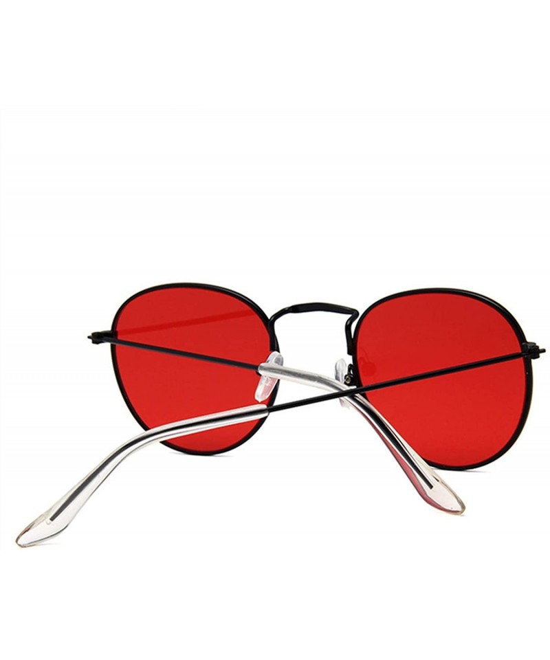 Women Men Retro Round Sunglasses Red Yellow Sun Glasses Alloy Frame Mirror  Sunglass Shades - Yellow - CX197Y72YGT