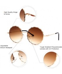 Oversized Round Hippie Metal Sunglasses for Women Man Retro Vintage Wave-shaped Sun Glasses - Brown Metal - C818S9YRW97 $9.33