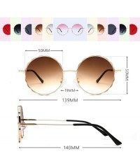 Oversized Round Hippie Metal Sunglasses for Women Man Retro Vintage Wave-shaped Sun Glasses - Brown Metal - C818S9YRW97 $9.33