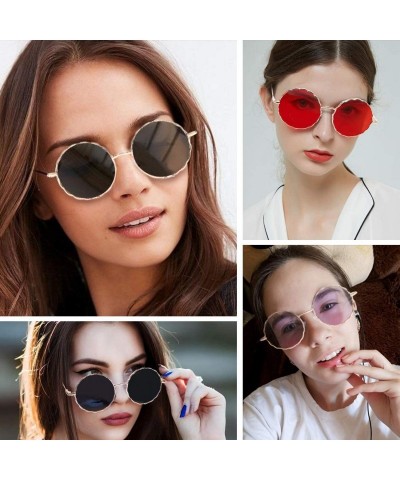 Oversized Round Hippie Metal Sunglasses for Women Man Retro Vintage Wave-shaped Sun Glasses - Brown Metal - C818S9YRW97 $9.33