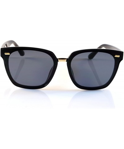 Square Unisex Horn Rimmed Gradient Mirrored Couple Sunglasses A196 - Black/ Black Sd - C418EIUKODA $11.00