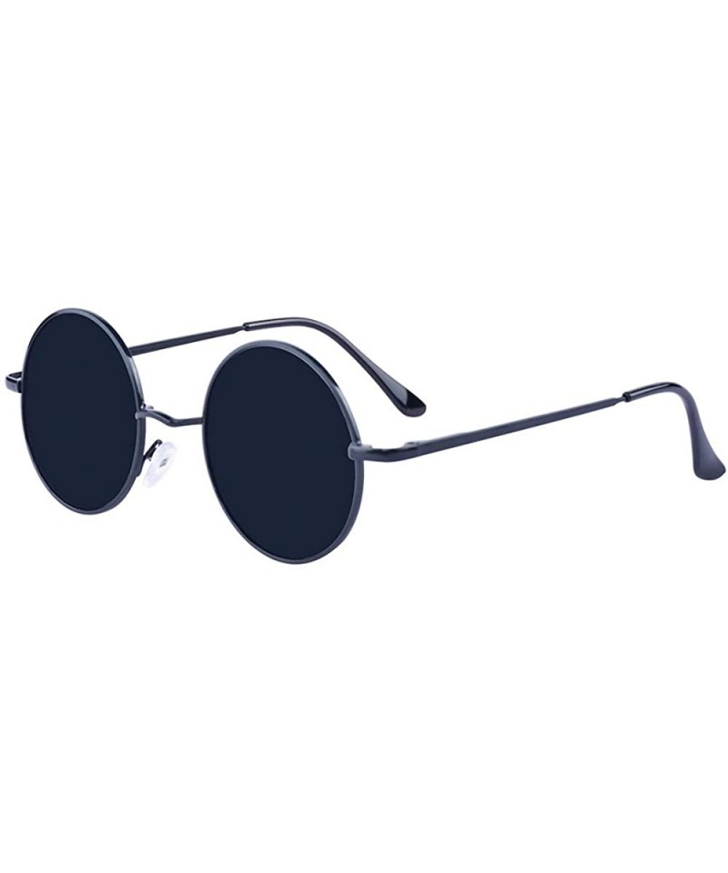 Black round 2025 retro sunglasses