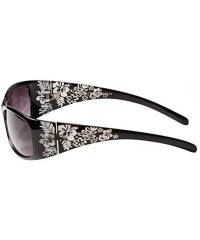 Rectangular design Women Floral Print Flower Sunglasses Lsx311 - Black - CL11JDZLNER $15.13