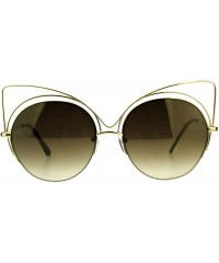 Cat Eye Womens Metal Rim Round Circle Lens Cat Eye Diva Goth Sunglasses - All Gold - CB18D453EZ0 $12.80