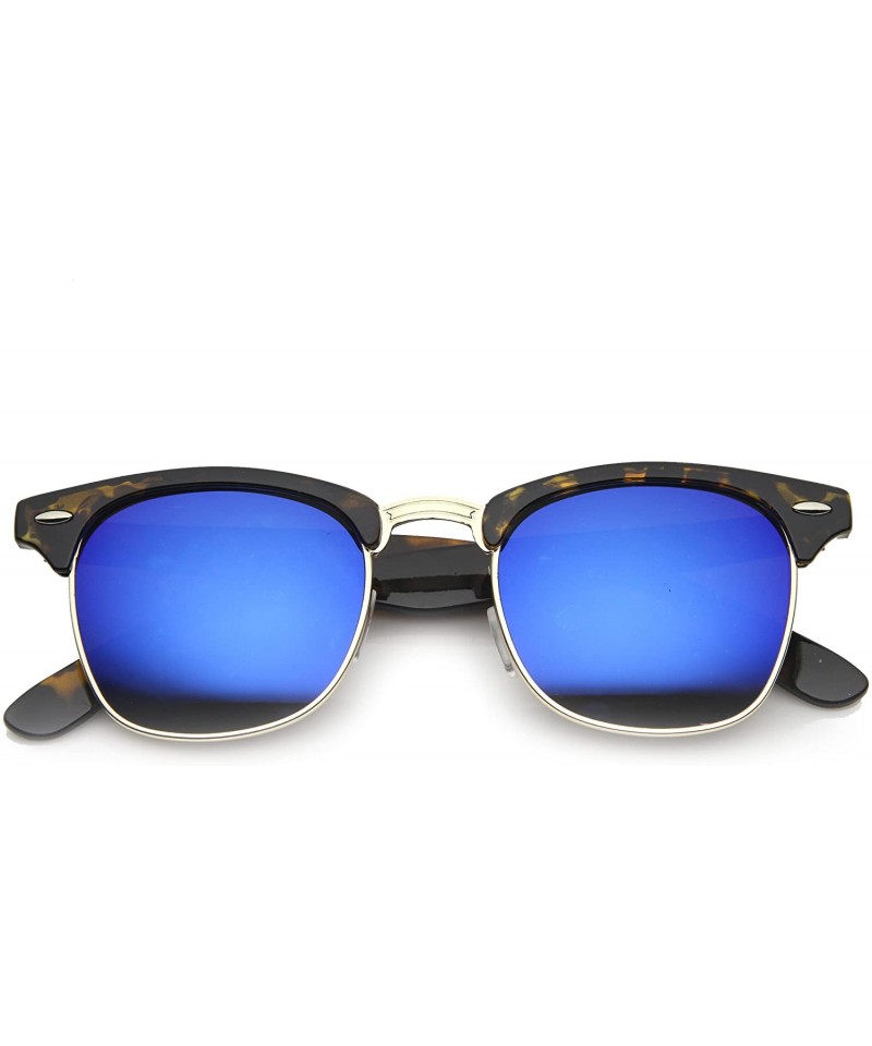 Half Frame Semi-Rimless Horn Rimmed Sunglasses - Flash Mirror ...