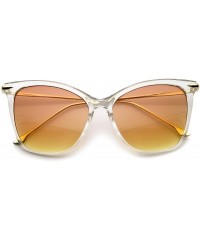 Cat Eye Oversize Ultra Slim Metal Temples Gradient Colored Lens Cat Eye Sunglasses 55mm - Clear / Orange-yellow - CK12MYN293S...