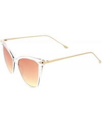 Cat Eye Oversize Ultra Slim Metal Temples Gradient Colored Lens Cat Eye Sunglasses 55mm - Clear / Orange-yellow - CK12MYN293S...