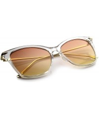 Cat Eye Oversize Ultra Slim Metal Temples Gradient Colored Lens Cat Eye Sunglasses 55mm - Clear / Orange-yellow - CK12MYN293S...