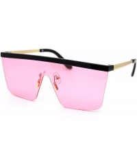 Rectangular Flat Top Shield Disco Funk Rectangular Sunglasses - Black Gold Pink - CO18YX9SUKC $9.81