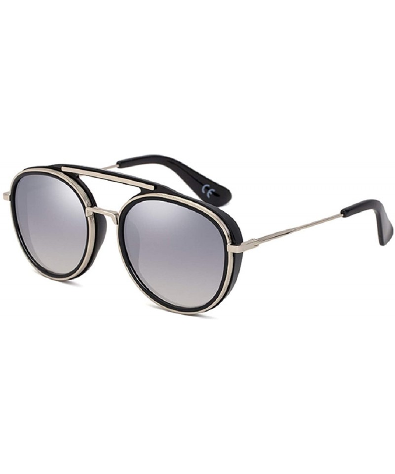 Wrap 2020 fashion punk sunglasses male spacecraft retro round frame sunglasses sunglasses - Sliver - C0199MZIS7L $32.38