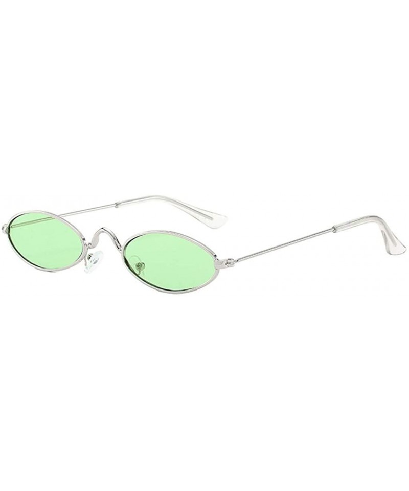 Round Unisex Small Frame Oval Sunglasses for Men and Women Trendy Fashion Sunglasses Metal Frame - G - C91908LA0U8 $7.88