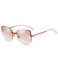 Rimless Fashion Cat glasses vintage pearl embellished Rimless Lady sunglasses - Red - CP18ST6OE50 $9.99