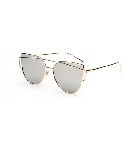 Aviator Modern Fashion Full Metal Crossbar Technologic Flat Lens Aviator Sunglasses - Gold-silver - C512GY817AT $8.16