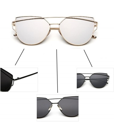 Aviator Modern Fashion Full Metal Crossbar Technologic Flat Lens Aviator Sunglasses - Gold-silver - C512GY817AT $8.16