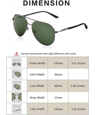 Square Men Aviator Sunglasses Polarized Women - UV 400 Protection shades - 17-grey Green / Non Mirror(size2.36 Inches) - CZ17...