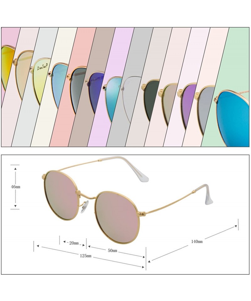 Classic Retro Metal Frame Round Circle Mirrored Sunglasses Men Women  Glasses 3447 - Pink Polarized - CX18EXX4HKT