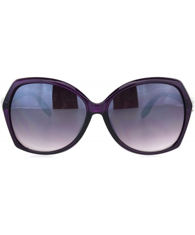 Butterfly Womens Celebrity Cluster Rhinestone Hinge Butterfly Plastic Sunglasses - Purple Silver Purple - CN18OQWWQ8D $9.91