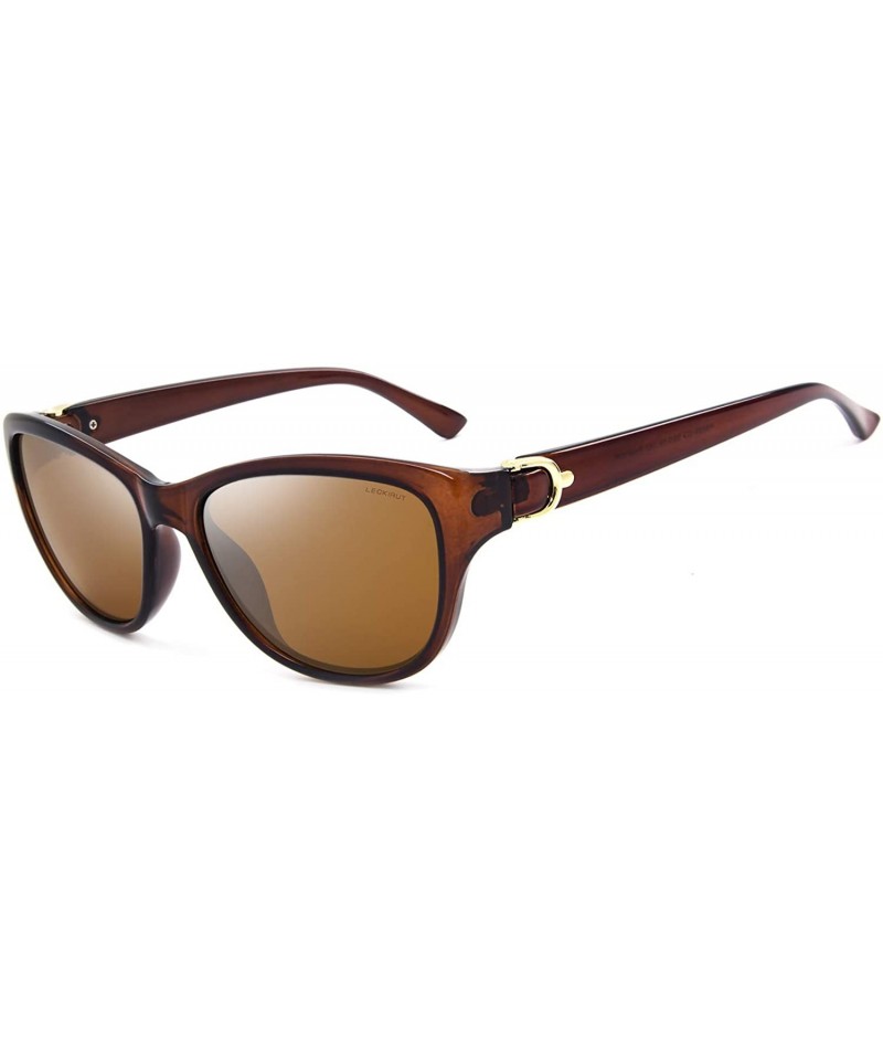 Oval Stylish Personality Polarized Retro Sunglasses for Women - Brown Frame Brown Lens - C918TQY4NSH $10.21