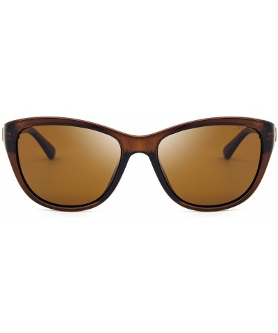 Oval Stylish Personality Polarized Retro Sunglasses for Women - Brown Frame Brown Lens - C918TQY4NSH $10.21