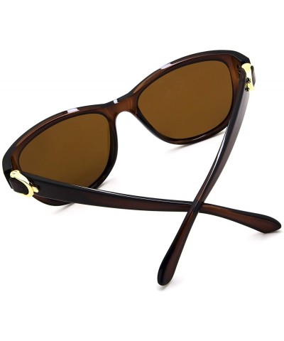 Oval Stylish Personality Polarized Retro Sunglasses for Women - Brown Frame Brown Lens - C918TQY4NSH $10.21