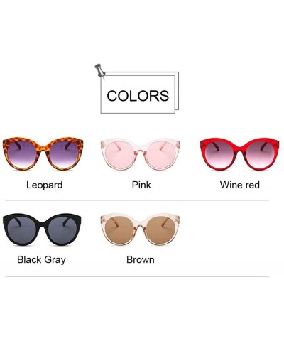 Goggle Vintage Pink Cat Eye Sunglasses Women Fashion Mirror Cateye Round Sun Glasses Shades UV400 - Leopard - CV1985C8GZ4 $19.15