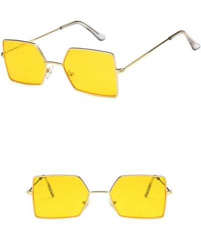 Rectangular Unisex Sunglasses Fashion Gold Red Drive Holiday Rectangle Non-Polarized UV400 - Gold Yellow - CQ18RI822T0 $10.81