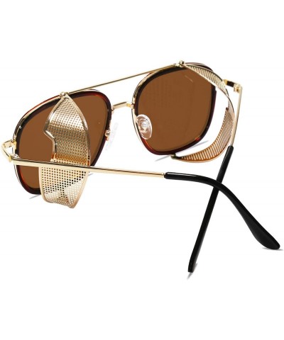 Aviator Square Aviator Sunglasses with Side Shield Vintage Sunglasses for Men UV400 VL9519 - C8194TSGIYG $18.69