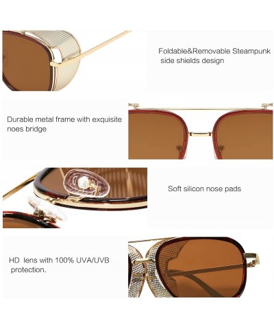 Aviator Square Aviator Sunglasses with Side Shield Vintage Sunglasses for Men UV400 VL9519 - C8194TSGIYG $18.69